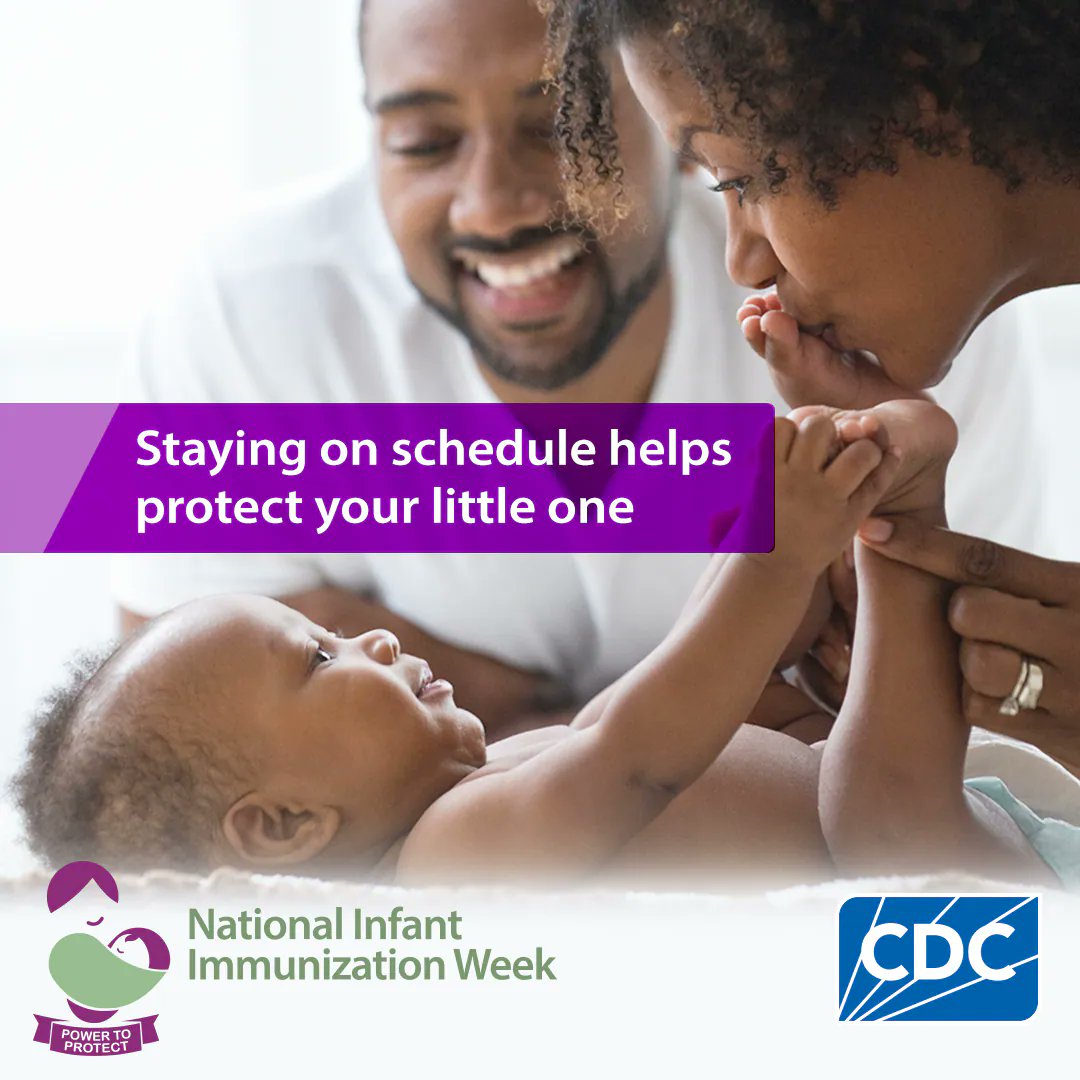 Parents: You have the power to protect your child's lifelong health by getting them the vaccines they need on time. Follow your pediatrician's recommendations to be sure your baby has all the protection they can get. Full immunization schedule: cdc.gov/vaccines/sched… #NIIW