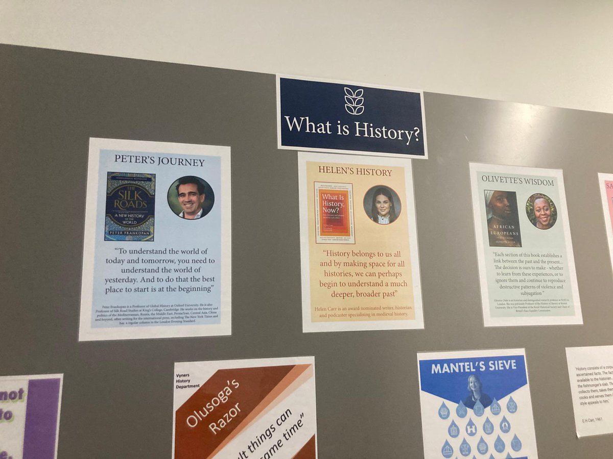 And *look* whose #research is profiled on the Humanities corridor noticeboard @tgschool… @peterfrankopan @helenhcarr @OlivetteOtele @davidolusoga 👀👏❤️ You were chosen by the teachers in this fabulous school to inspire their learners about #History. @ihr_history @histassoc