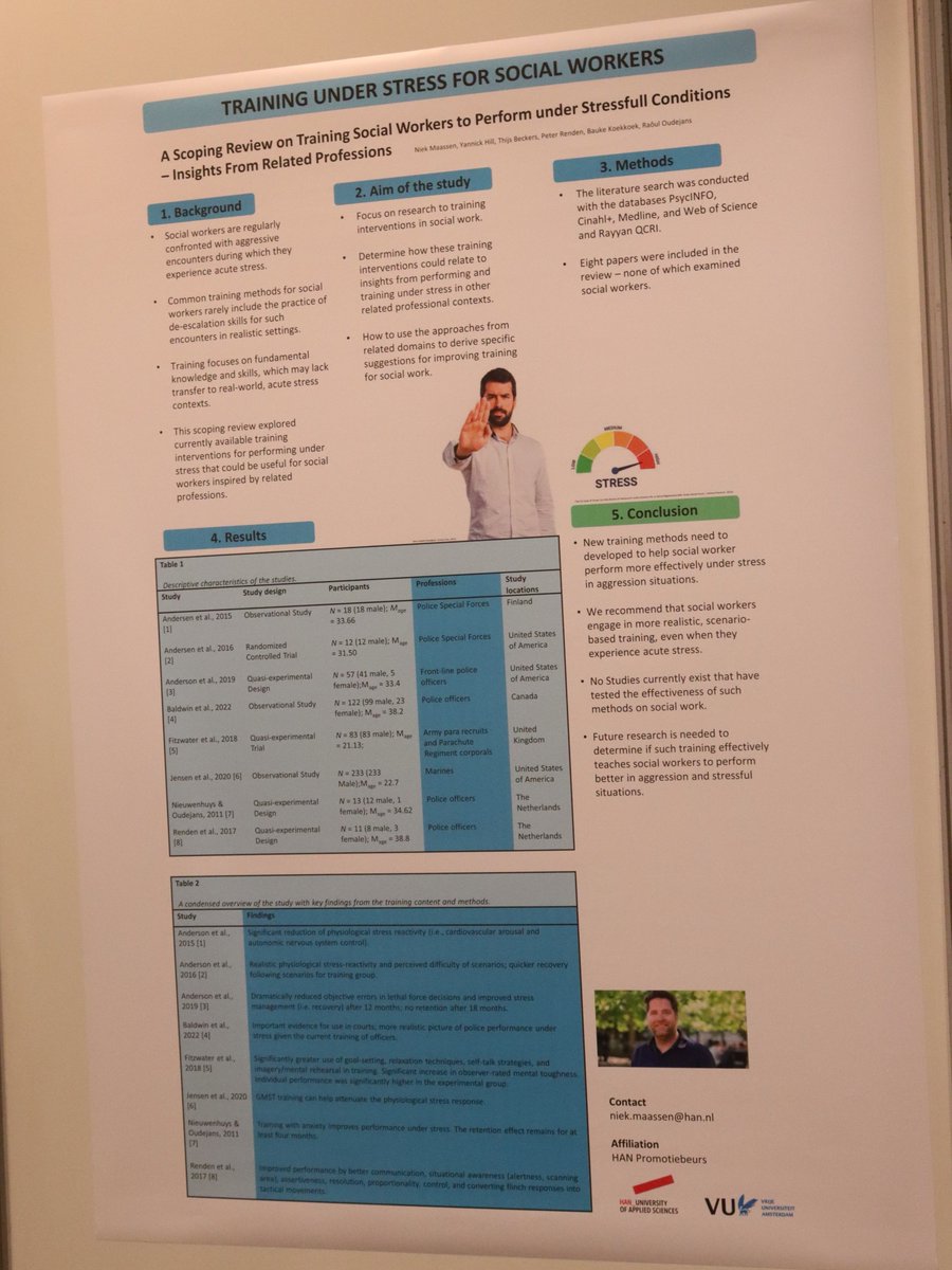#PostersFromVilnius #SocialWorkresearch Training Under Stress for Social Workers: A Scoping Review on Training Social Workers to Perform Under Stressful Conditions - Insights from Related Professions. N Maassen, Y Hill, T Beckers, P Renden, B Koekkoek, R Oudejans. #ECSWR24