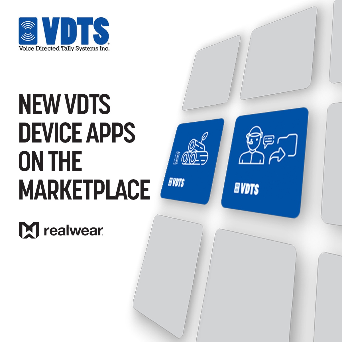 VDTS apps are now on the exciting new RealWear© Marketplace.  Software solutions to unlock the power of your device.
imsend.me/vdtsapps-rw

#appmarketplace #apps #freeyourhands #datacollection #handsfree #wearabletechnology #remoteworker