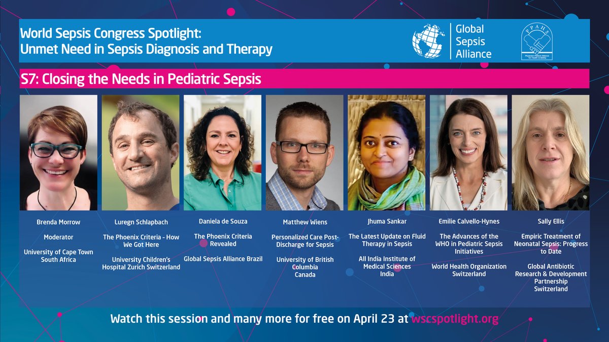 WorldSepsisDay's tweet photo. @brendam1611 is moderating S7: "Closing the Needs in Pediatric Sepsis" at the #WSCSpotlight 
Meet the speakers: 𝗟𝘂𝗿𝗲𝗴𝗻 𝗦𝗰𝗵𝗹𝗮𝗽𝗯𝗮𝗰𝗵, 𝗗𝗮𝗻𝗶𝗲𝗹𝗮 𝗱𝗲 𝗦𝗼𝘂𝘇𝗮, @Matthew_Wiens, @jhumasankar, 𝗘𝗺𝗶𝗹𝗶𝗲 𝗖𝗮𝗹𝘃𝗲𝗹𝗹𝗼 𝗛𝘆𝗻𝗲𝘀
, and 𝗦𝗮𝗹𝗹𝘆 𝗘𝗹𝗹𝗶𝘀 https://t.co/T0wL4NUXzX