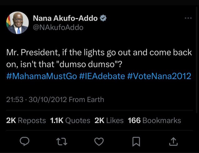f_tweedy20's tweet photo. Mr. President, if the lights go out and come back on, isn't that "dumso dumso"? @NAkufoAddo @MBawumia 

#DumsorMustStop 
#IsECGUnderAttack 
#Napo 
#Bawuliar https://t.co/J4fvhSXpoX