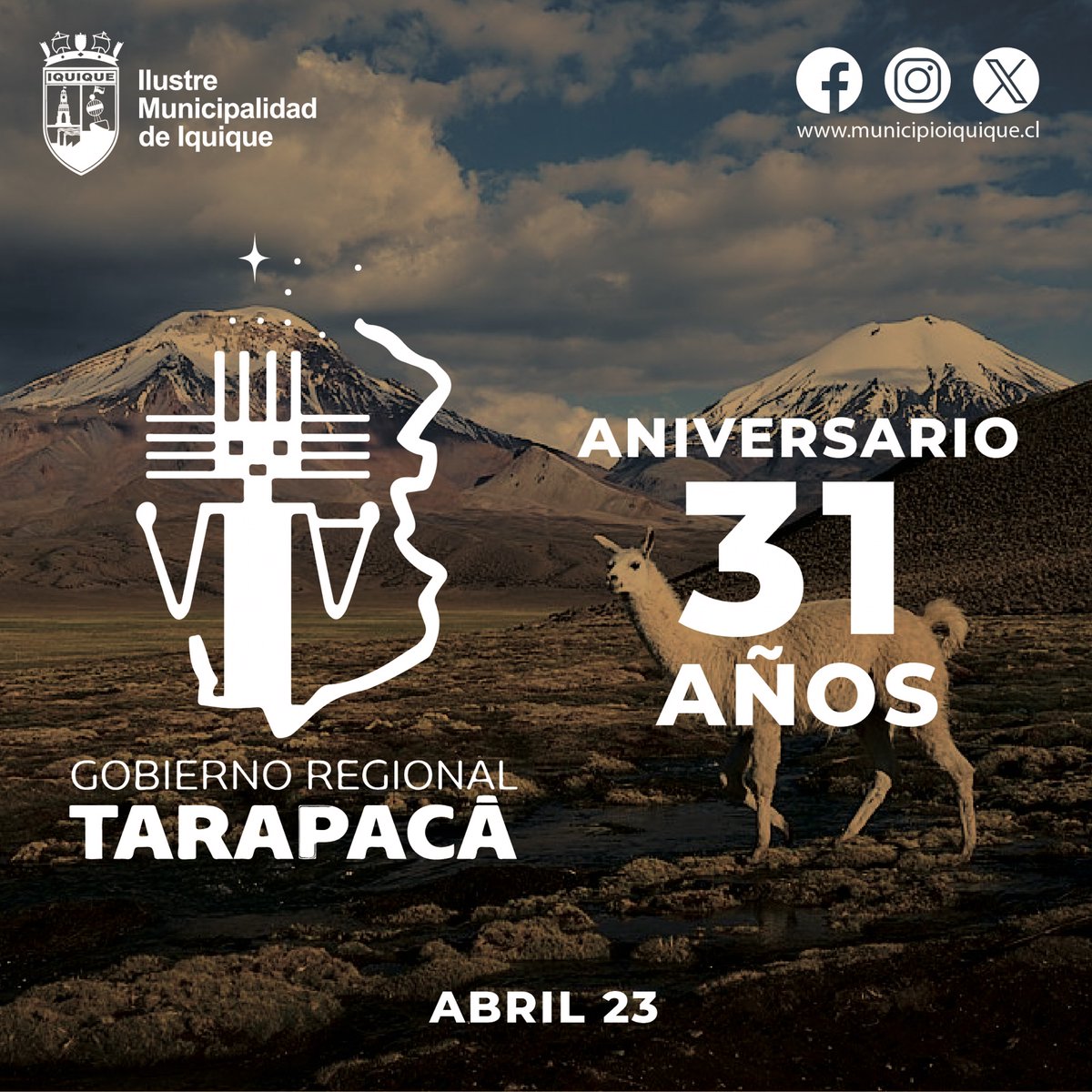¡¡FELIZ ANIVERSARIO @Gore_Tarapaca!!🎂💫 Hace 3️⃣1️⃣ años, nace esta institución que juega un rol fundamental en beneficio de las comunidades de #Tarapacá... Como @IquiqueDeTodos saludamos al Gobernador @JMCarvajalG y a todo su equipo en este nuevo aniversario… #Iquique