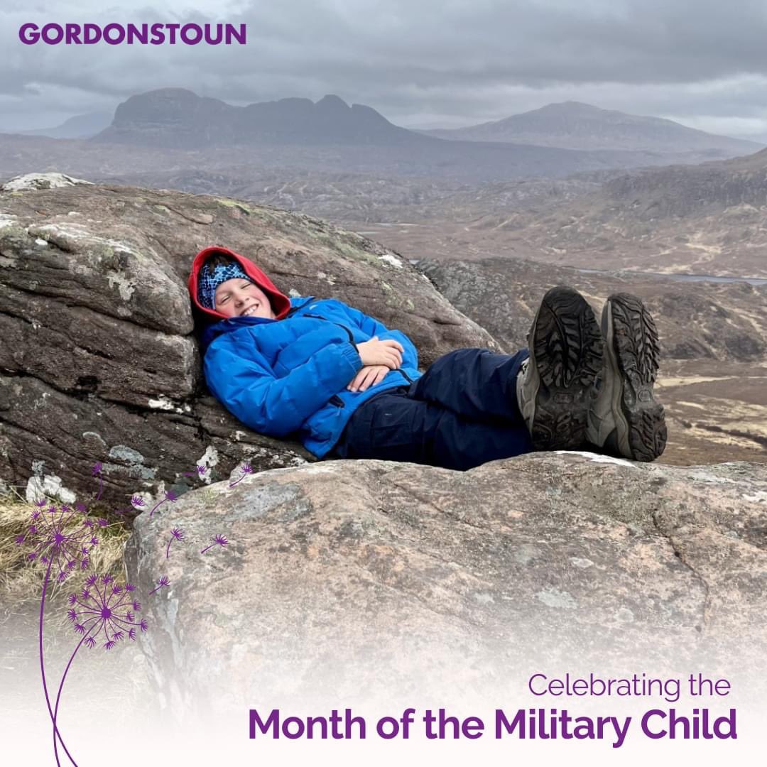 Campbell’s mum was a navigator & his dad is a navigator in the RAF. Here’s Campbell taking a breather on Stac Pollaidh in the North West Highlands. We are so happy to feature a few of our military children here & to celebrate them all! #monthofthemilitarychild #Gordonstoun