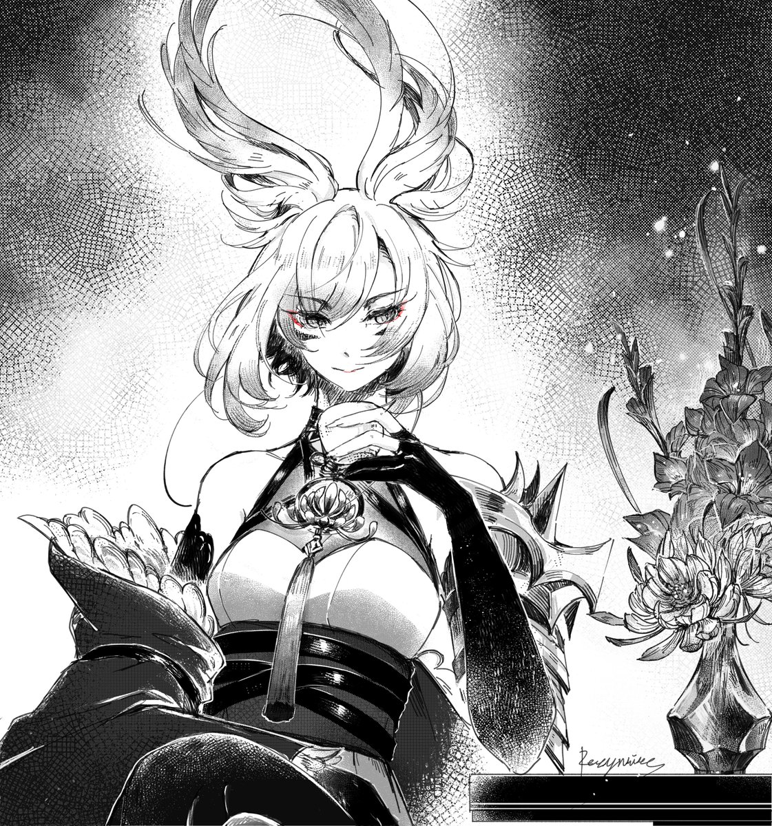 - Fleeting moment🍵- 
-----------
“So…That was how things went, huh?”
"That's right, my dear~" 
Under the moonlight, two elegant ladies were talking and laughing. 

' That gentle and calm smile... was a rare sight even for me who had walked beside her for so long. '