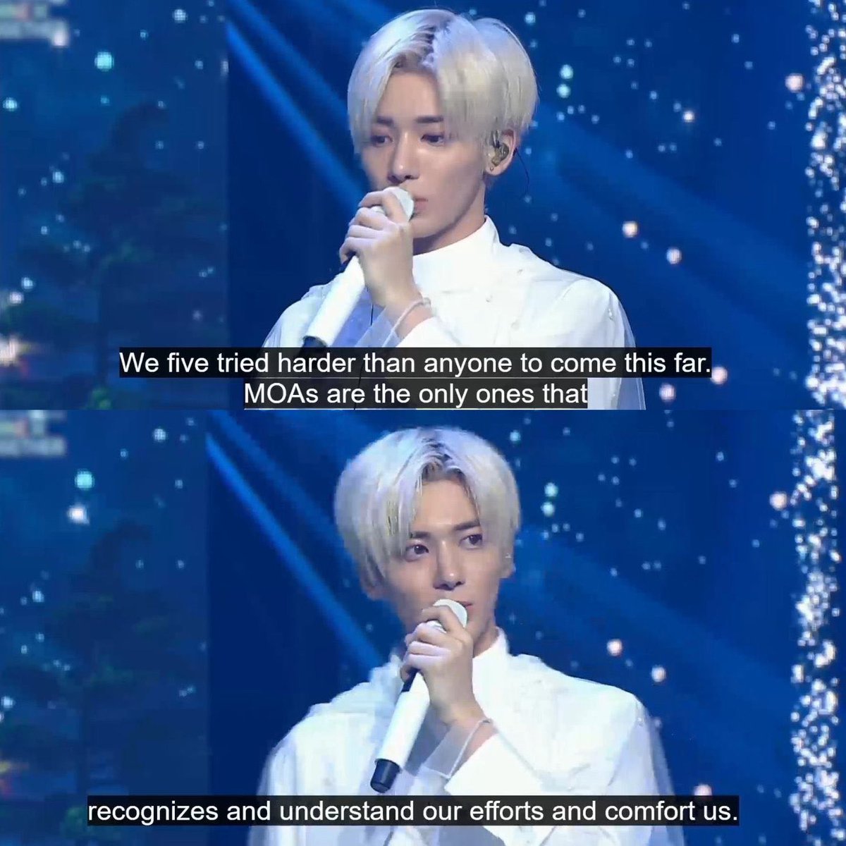 'we five tried harder than anyone to come this far. moas are the only ones that recognize and understand our efforts and comfort us' and we will continue to do so taehyun