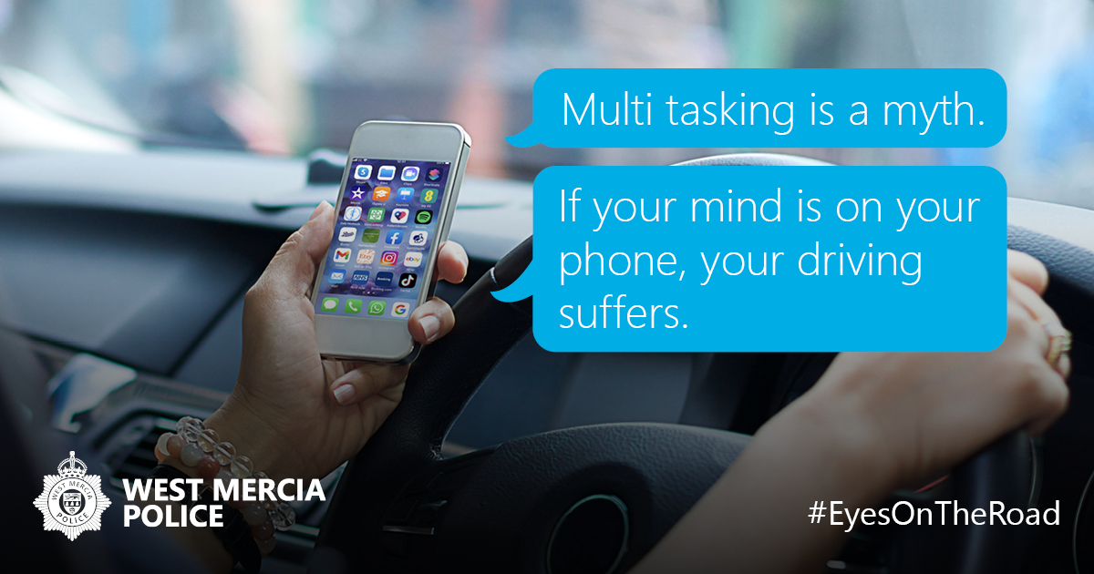 Multi tasking is a myth. 

We shift our attention between tasks.

If your mind is on your phone, your driving suffers 

#EyesOnTheRoad 
#FatalFour

orlo.uk/KYMgy