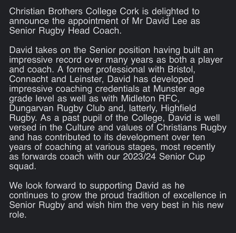 CBC_rugby's tweet image. CBC Cork Senior Rugby Head Coach Announcement.
@ERSTIRELAND @Munsterrugby @CorkCbc @CBCCork_PPU