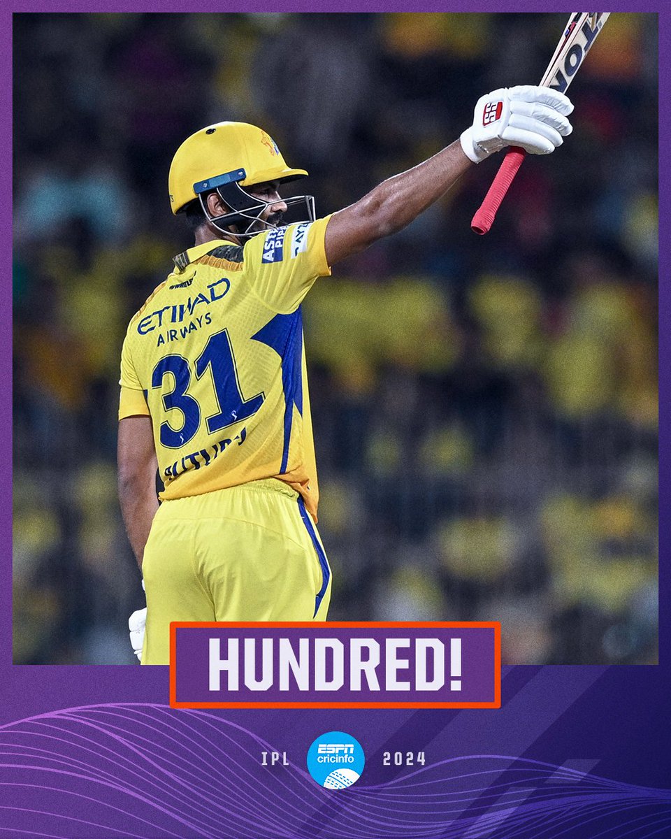 Captain Ruturaj Gaikwad rocks up at Chepauk, splendid century 👏 #CSKvLSG #IPL2024 👉 es.pn/IPL24-M39