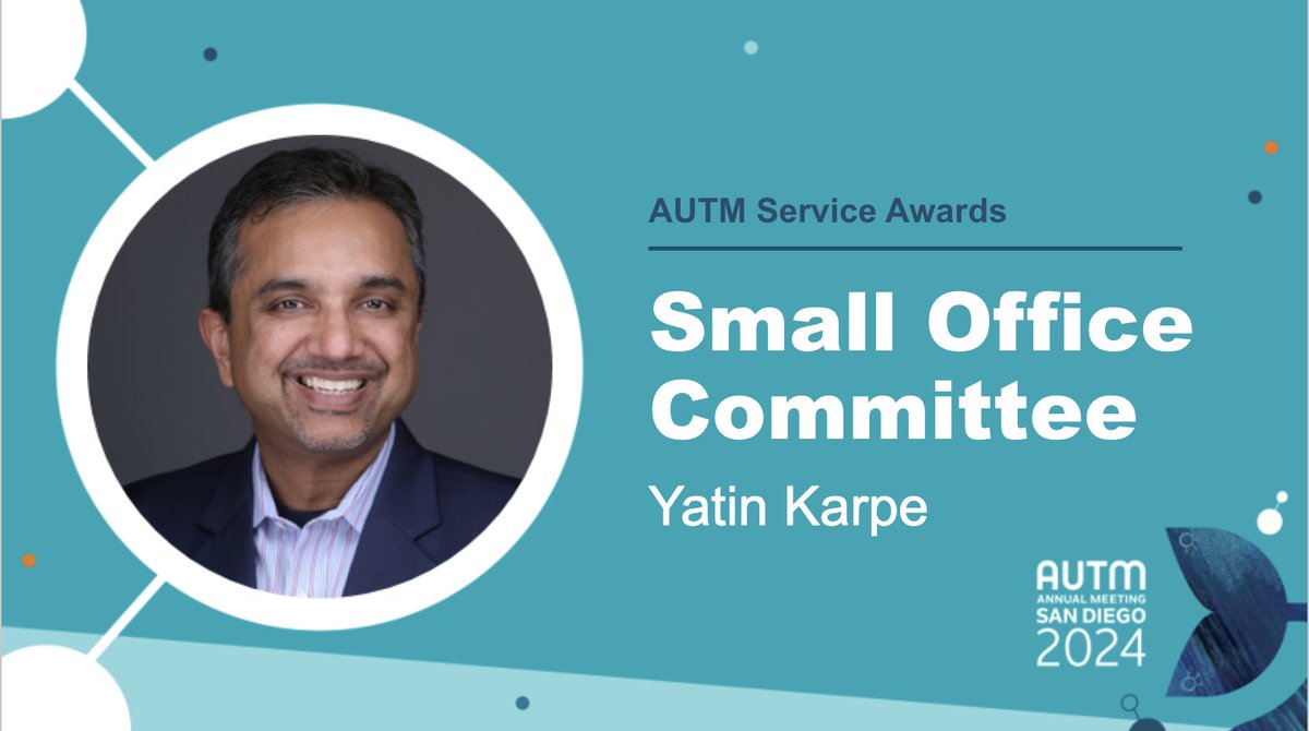 This #NationalVolunteerWeek, we honor the impact of volunteer service – a force that transforms. At the AUTM Annual Meeting, we celebrate volunteers shaping our community. Today, we celebrate Yatin Karpe for his Small Office Committee contributions.