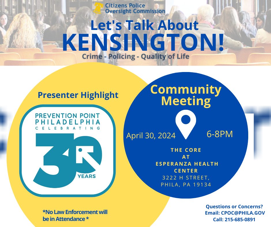 PHLCPOC's tweet photo. One week away from our Kensington Community Meeting!

PRESENTER HIGHLIGHT

@preventionpp will be there to advocate for the well-being, empowerment, and safety of communities grappling with drug use and poverty. https://t.co/oMi0AhQBLk