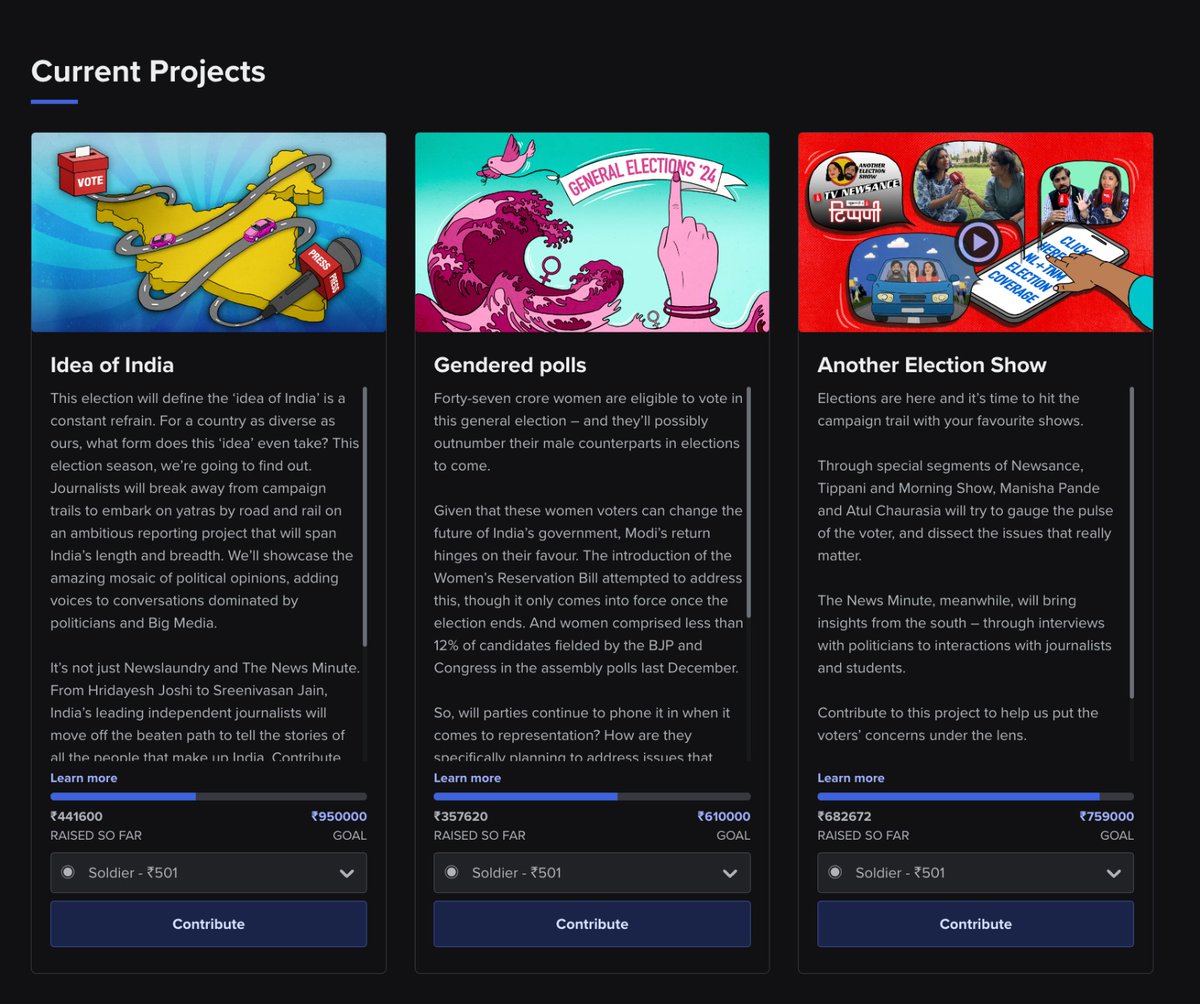 Hey mitron! I have a message. I am in Bihar to cover the #LokSabhaElections2024 for @newslaundry and @thenewsminute. But most importantly; for YOU. Support our work by contributing: newslaundry.com/2024-electionf… Only 3 more projects left to top up. Let's do this!