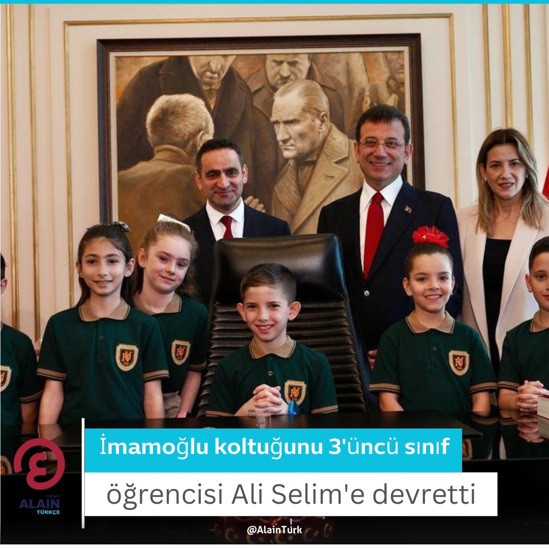 AlainTurk's tweet photo. İmamoğlu koltuğunu 3'üncü sınıf öğrencisi Ali Selim'e devretti
#Dünyayaaçılangözünüz #Ekremİmamoğlu #AliSelim #ibb #23NisanCocukBayrami https://t.co/LOngiELagJ