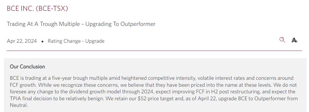 BCE upgraded to buy at CIBC as it trades around lowest level in more than 10 years. Dividend yield nears 9%. CIBC calls it sustainable $BCE.to #NotableCall