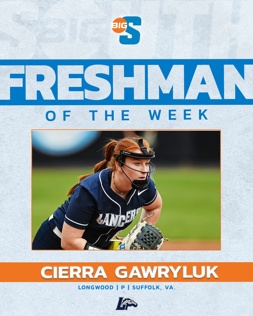 She earned her first career win with a 4-hit complete game shutout against Radford.  She then wrapped her weekend with three strikeouts as part of a three-inning save in Sunday’s series finale 👏 @LongwoodSB's Cierra Gawryluk is the #BigSouthSB Freshman of the Week!