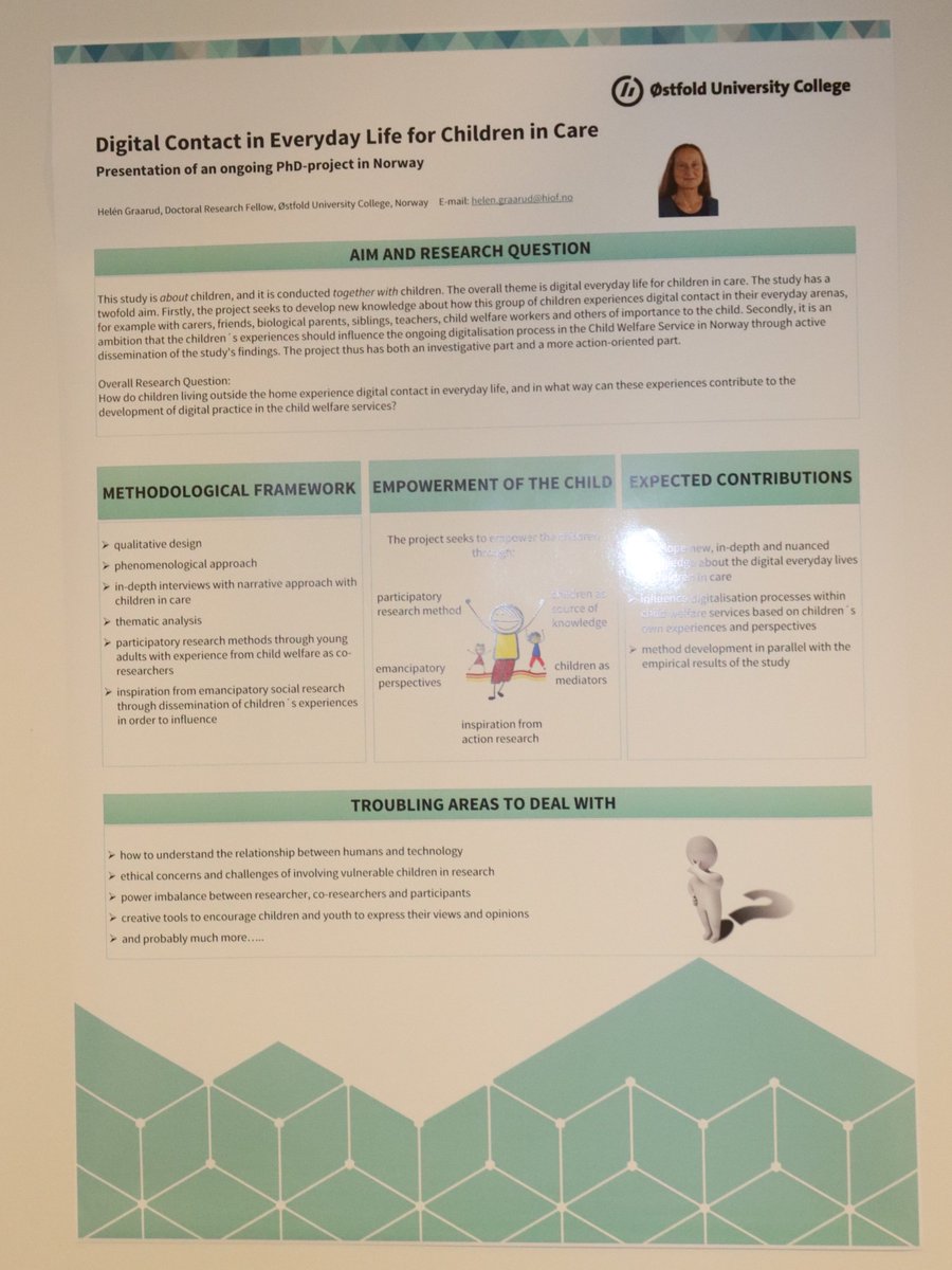 #PostersFromVilnius #SocialWorkresearch Digital Contact in Everyday Life for Children in Care: Presentation of an ongoign PhD-project in Norway. Helen Graarud #ECSWR24