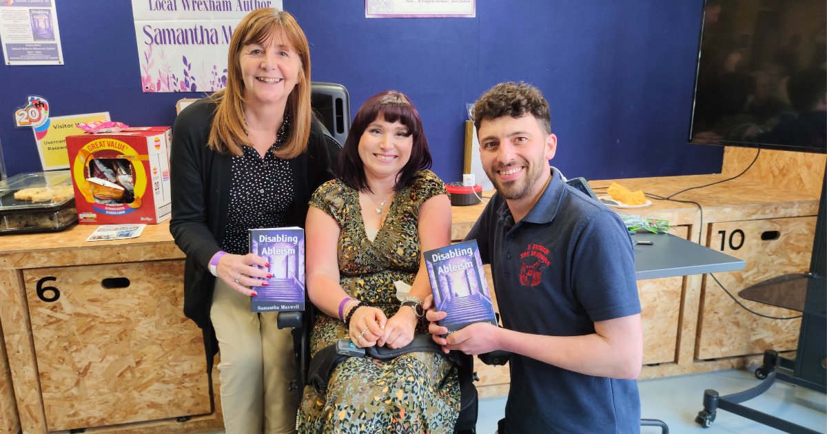 Herio rhagfarnllyd 👩🏻‍🦽

Pleased to attend the launch of 'Disabling Ableism' by <a href="/AuthorSamMax/">Samantha Maxwell Author</a> at <a href="/XploreScienceUK/">Xplore! Science Discovery Centre</a>.

<a href="/lesley4wrexham/">Lesley Griffiths</a> - MS for Wrecsam &amp; Venture Patron - contributed to the book alongside Kerry Evans <a href="/OfficialDLOWAFC/">Official DLO & SLO at Wrexham AFC</a> at <a href="/Wrexham_AFC/">Wrexham AFC</a> ⚽️ 

#EndDisabilityDiscrimination