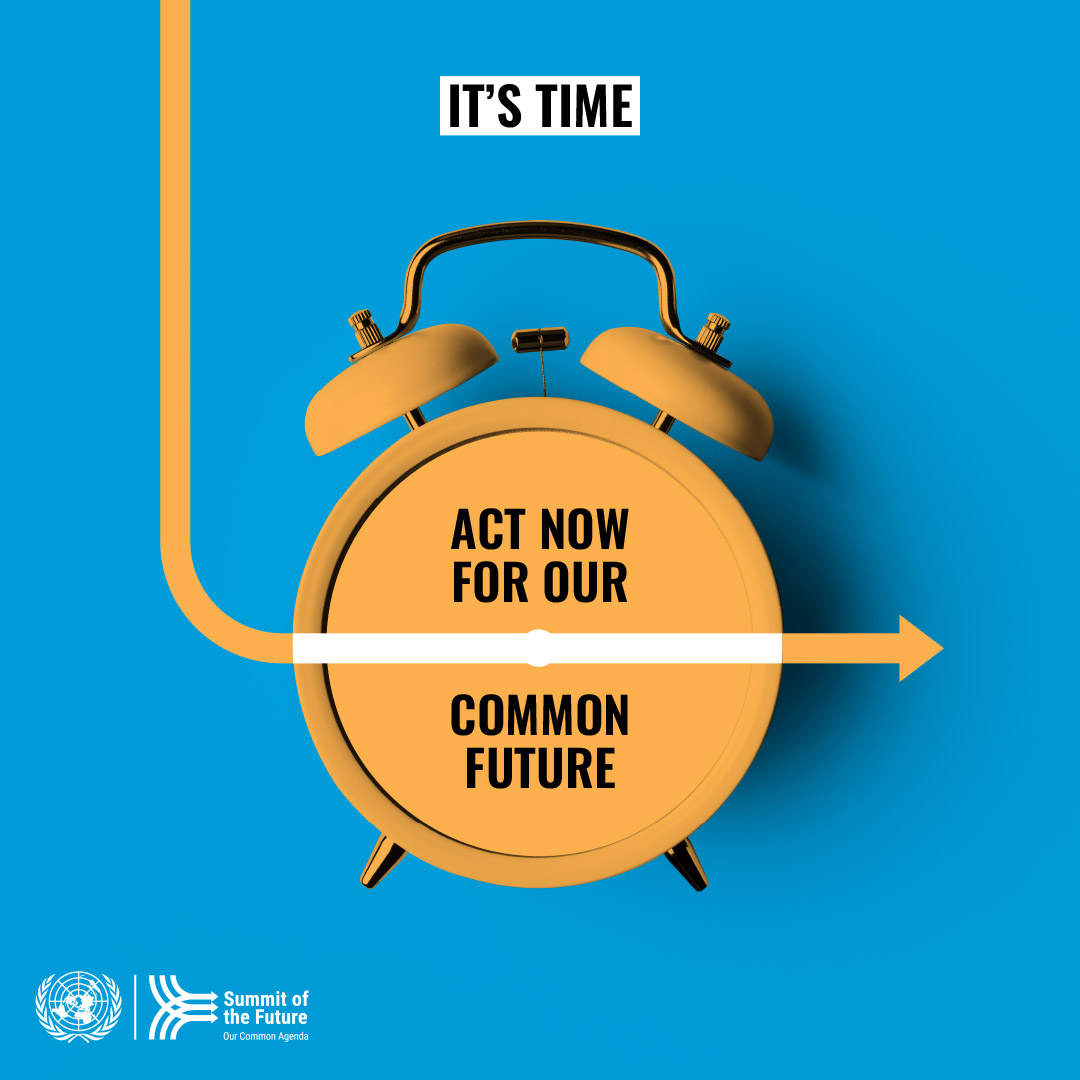 Now is the time to take action for #OurCommonFuture. Learn why the Summit of the Future will be a critical moment for world leaders to chart a course for addressing today's pressing challenges to ensure a better tomorrow. bit.ly/SotF2024 #2024UNCSC