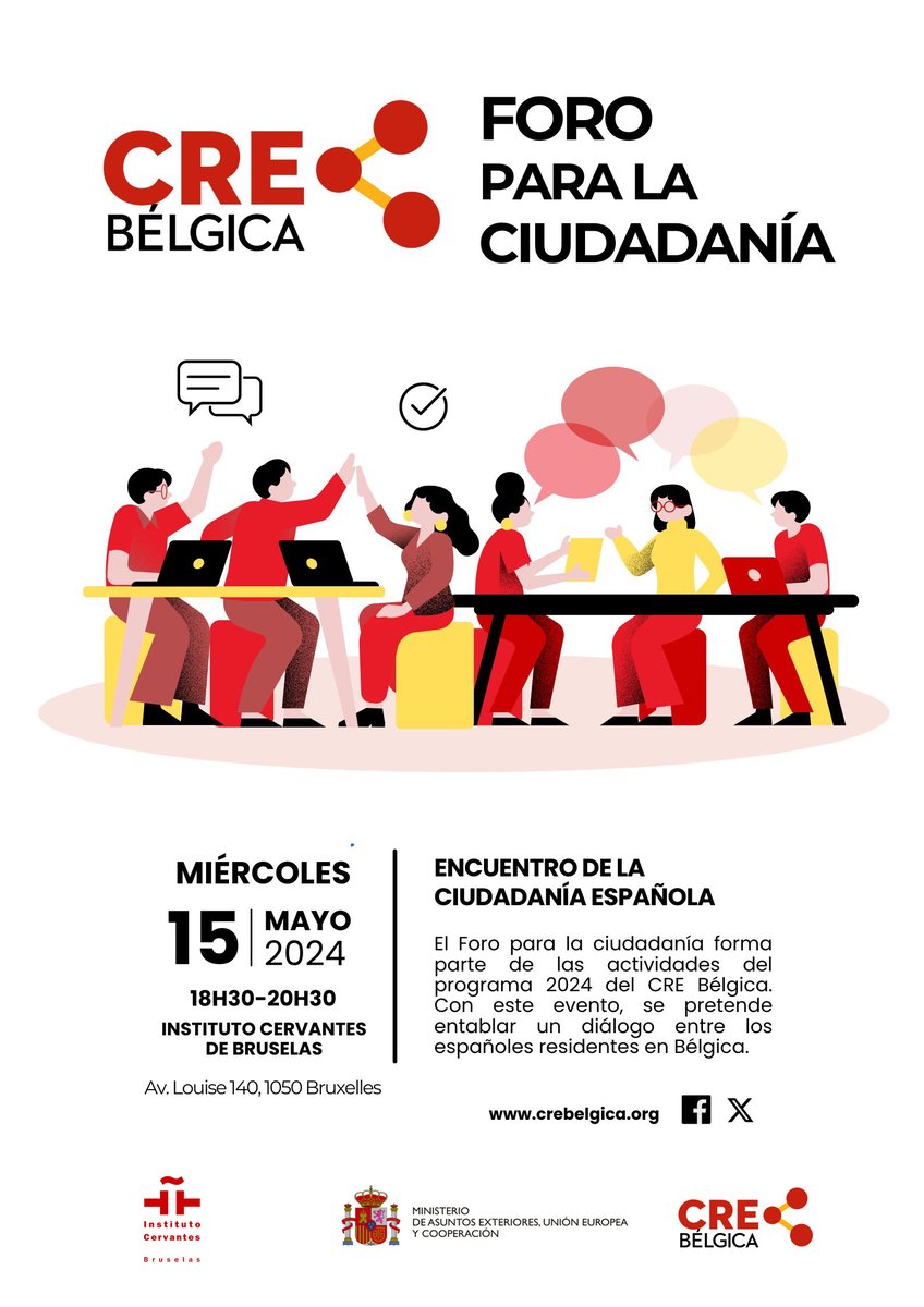 📷🧐🔭🧬👩‍🏫 crebelgica.org/segundo-foro-p… INSCRIPCIONES ABIERTAS! Segundo Foro para la ciudadanía Española.
Guarda la fecha!!!! Te esperamos 15 de Mayo del 2024 - 18.30h <a href="/InstCervantes/">Instituto Cervantes</a> <a href="/radioalma/">Radio Alma</a> @EspaiValencià a Bèlgica <a href="/ALCEdeBruselas/">ALCE de Bruselas</a> <a href="/CEBE_Belgica/">CEBE</a> y más! 
¿Te lo vas a perder?