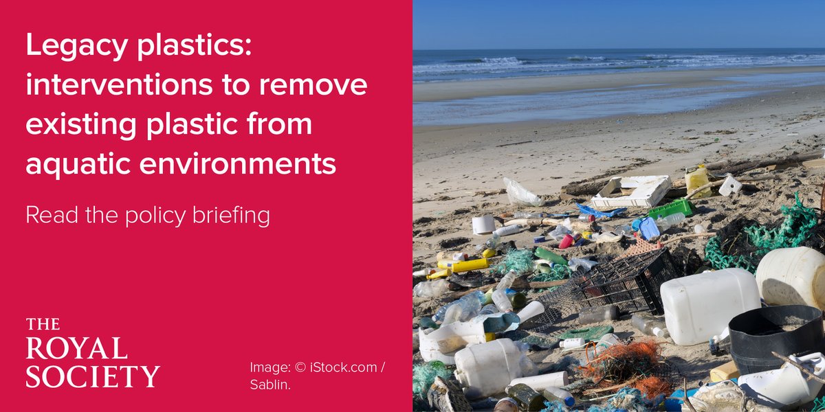 As governments around the world meet to negotiate the #PlasticsTreaty at #INC4, this new report on legacy plastics looks at solutions to remove plastic pollution from aquatic environments like rivers, oceans and coastlines. Read the full summary report: royalsociety.org/news-resources…