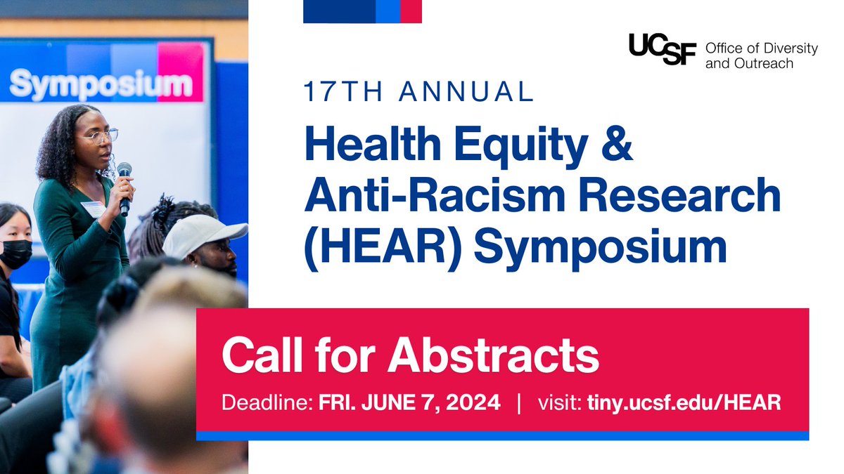 We're looking forward to the @UCSFODO 17th Annual HEAR Symposium! Abstracts due Friday, June 7! tiny.ucsf.edu/HEAR