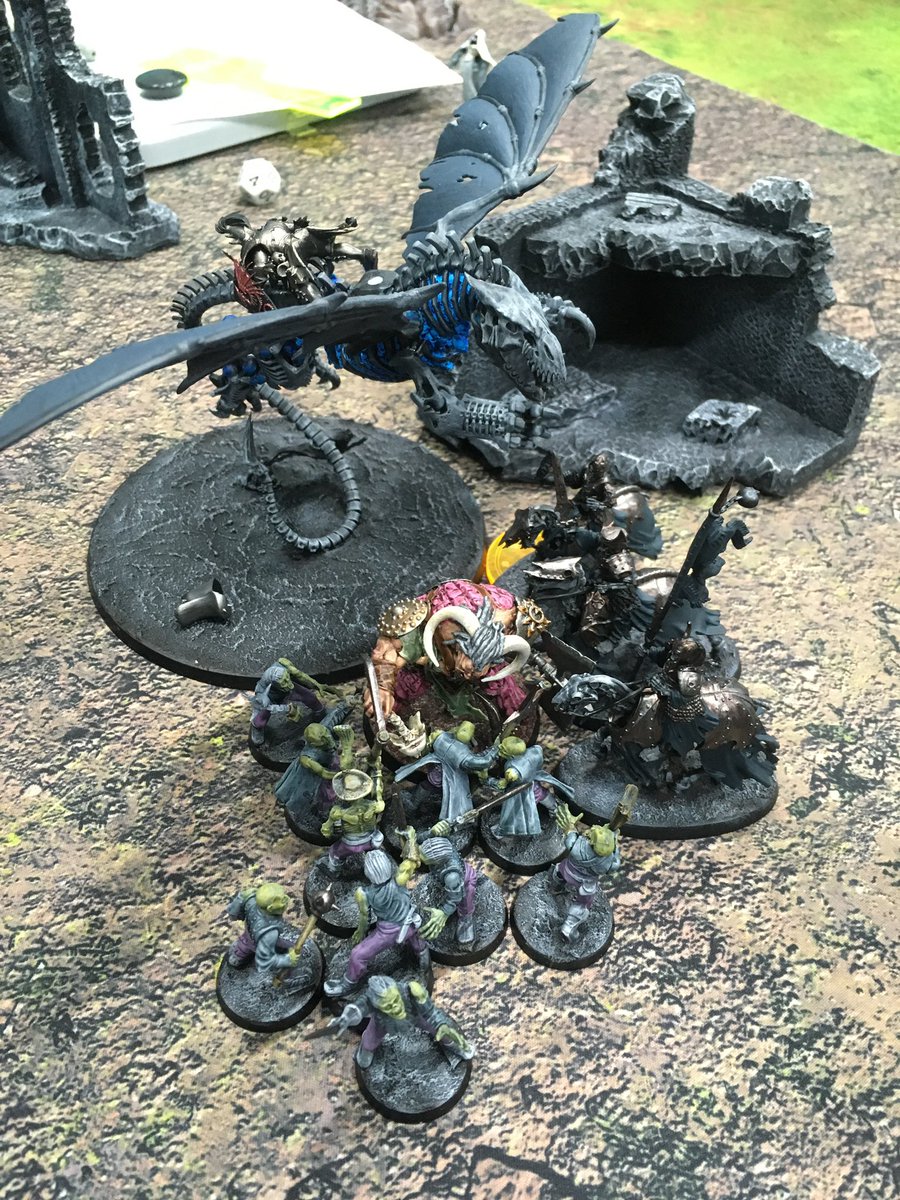 pyruspaints's tweet photo. @warhammer “Shakey Drake” my converted zombie dragon and his fellows bullying a poor dragon ogre. The vampire lord is so excited, he appears to have fallen from his saddle! I’m sure we can all sympathise https://t.co/c5JgmUt8LK