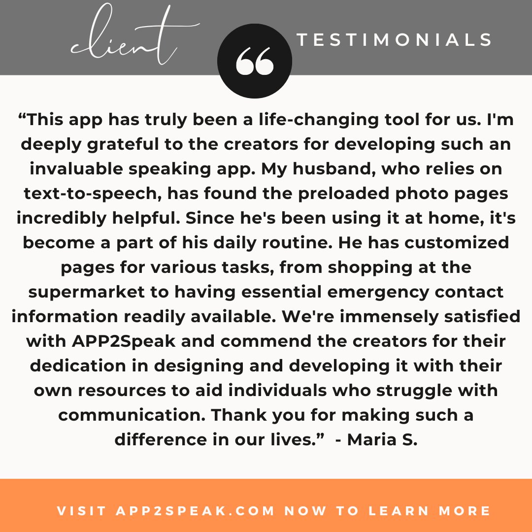We're delighted to hear how APP2Speak AAC app has made a positive impact on your husband's communication.
#app2speak #ClientAppreciation #ExperienceMatters