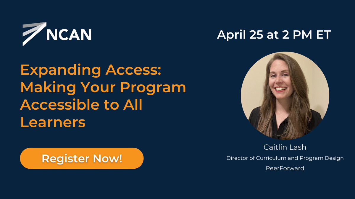 💡 Join our upcoming webinar featuring Caitlin Lash, Director of Curriculum & Program Design at @PeerForward, & discover effective strategies to make your program accessible to all learners. bit.ly/4ddgTkL