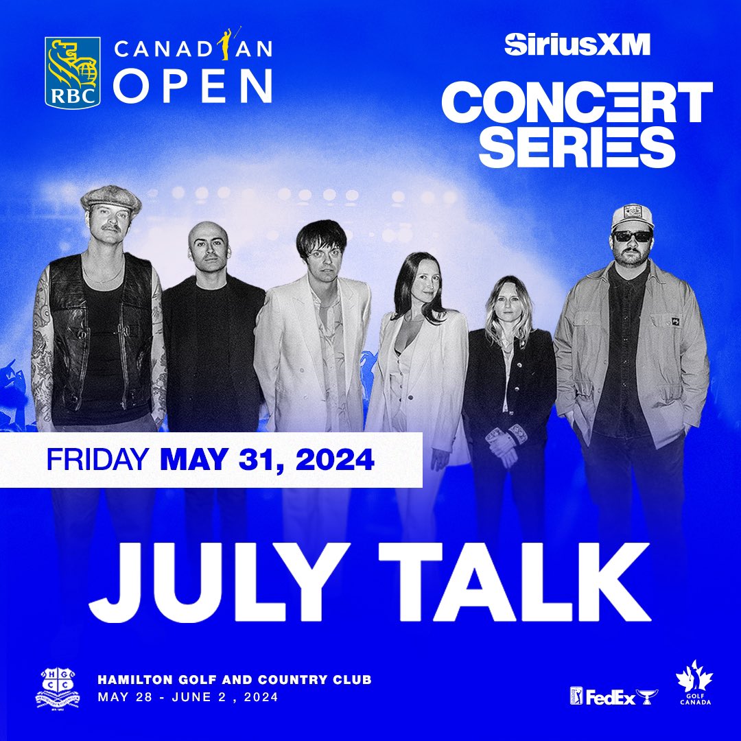 Join us for an electrifying Friday with Juno Award-winning powerhouse, July Talk!   GET YOUR TICKETS 👇for a night you won't want to miss! 🎶✨ rbccanadianopen.com/siriusxmconcer…