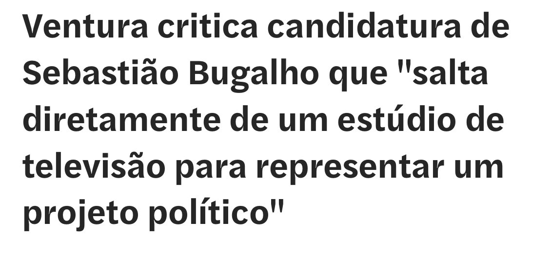 Ventura cheio de razão.
O que é lá isso de estar na CMTV a comentar futebol e saltar para um projeto político partidário!!