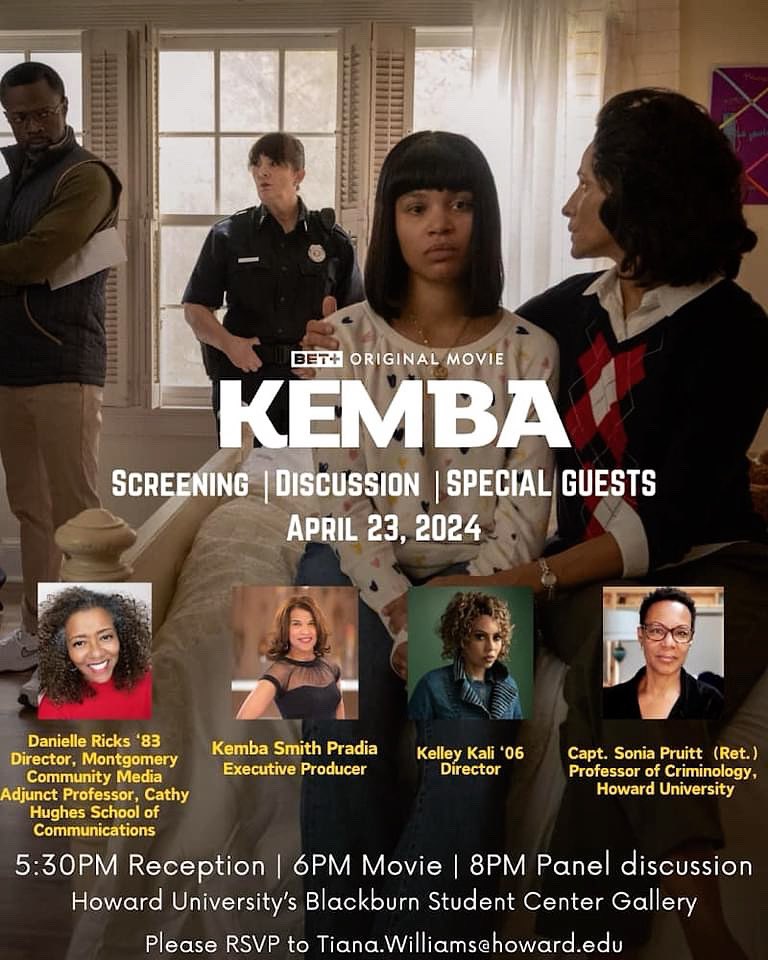 Hey, DMV, whatcha doing tonight? Meet me at @HowardU for a “Kemba” reception screening & panel discussion TONIGHT Tues, 4/23. I’ll be moderating a discuss with EP Kemba smith and Howard’s own, Director Kelley Kali RSVP to Tiana.Williams@howard.edu
