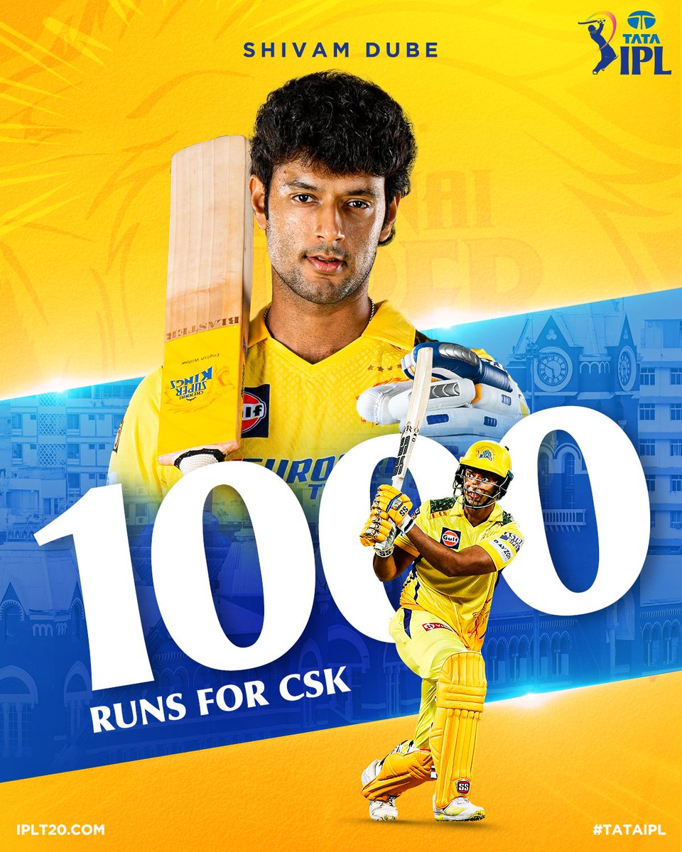 The hard-hitting Shivam Dube reaches a special milestone 👏👏

1️⃣0️⃣0️⃣0️⃣ runs & counting in #CSK colours 💛

Follow the Match ▶️ bit.ly/TATAIPL-2024-39

#TATAIPL | #CSKvLSG | @ChennaiIPL