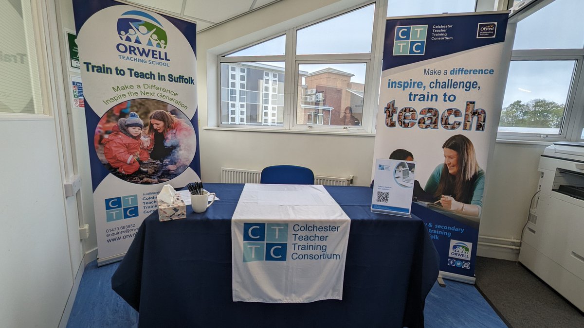 We are all set for our **OPEN EVENING** today from 5pm to 7pm.

This is an outstanding opportunity to anyone who is interested in a career in teaching.

If you're in or around Colchester do come and see us to find out more about teacher training with us.

#getintoteaching