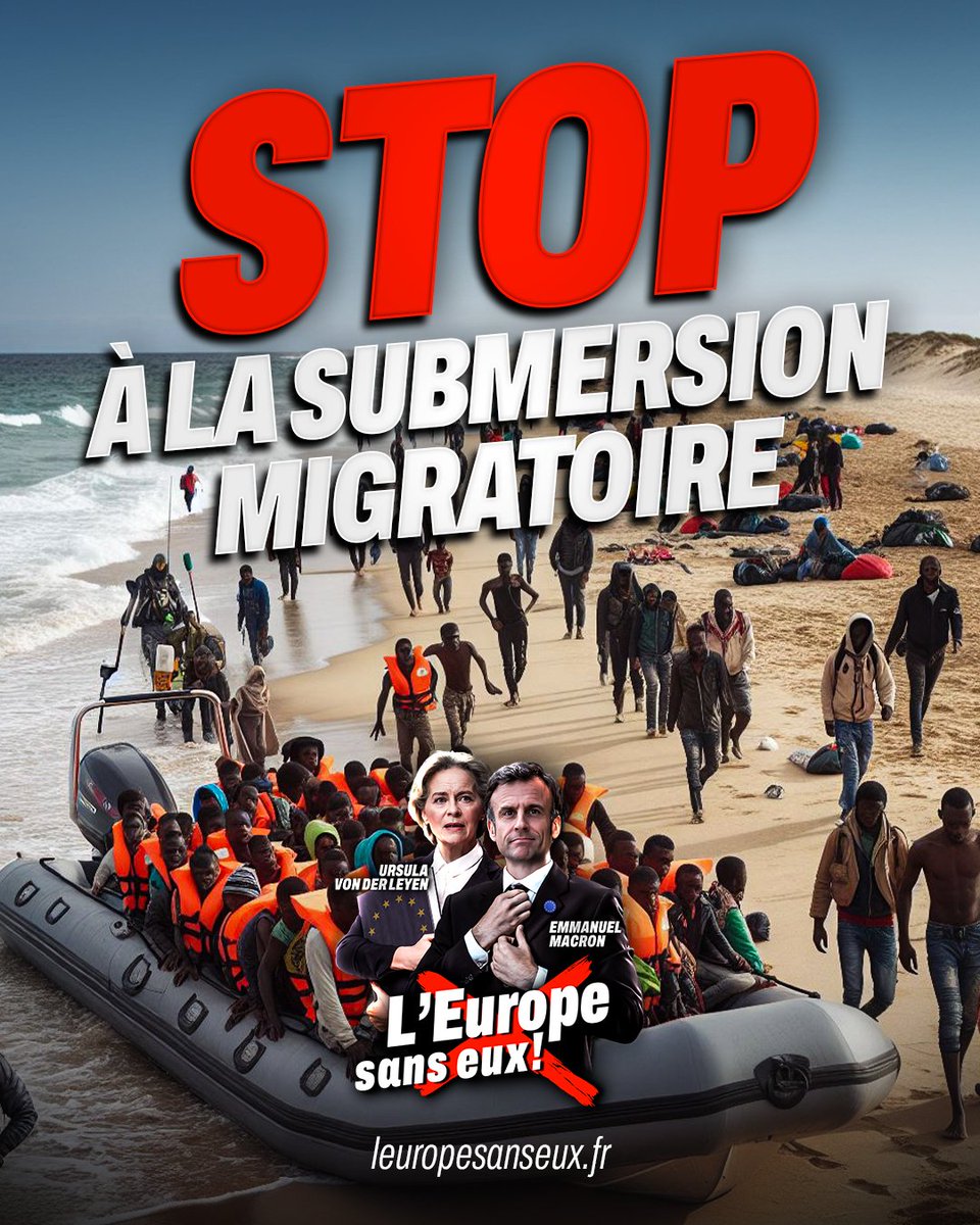 🔴 La submersion migratoire organisée par Bruxelles : c'est NON ! 📣 Avec Jordan Bardella, nous retrouverons notre souveraineté grâce à #LEuropeSansEux. ➡️ leuropesanseux.fr #VivementLe9Juin #AvecBardella