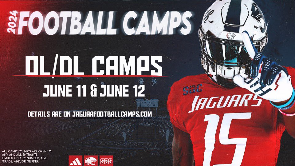 SouthAlabamaFB's tweet photo. The end of spring season means the start of camp season ⛺️

Visit the link below to register for one of our several camps this summer‼️

🔗 https://t.co/q9P4fatgrA https://t.co/jROT4cm3LD