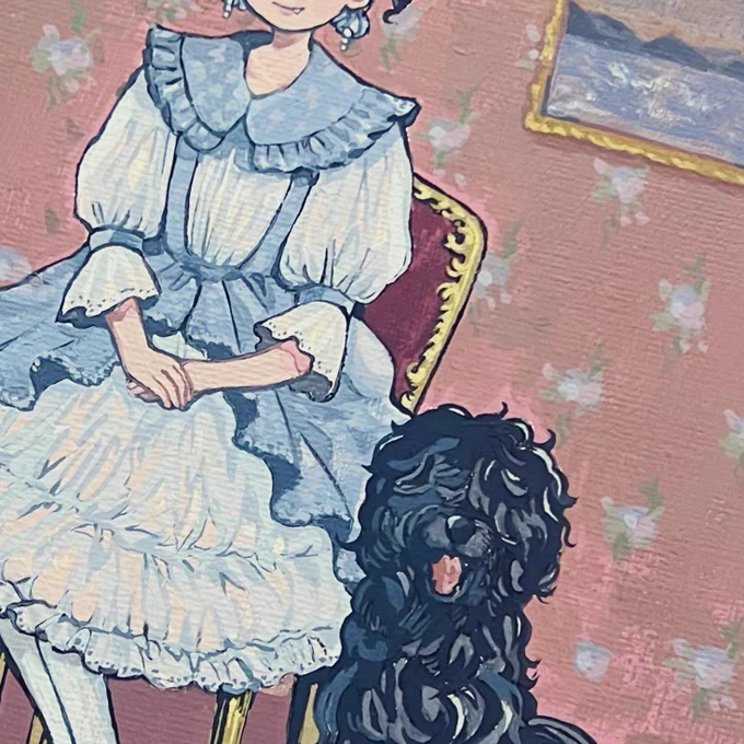 ラブリ〜犬博に参加します!キャンバスと額縁作品の原画を4点持っていきますテーマは犬愛好お嬢様の家の壁GWはぜひ犬にまみれに来てください日程 2024/4/26(金)-5/6(月)時間 12:00-19:00※火曜休#ラブリ〜犬博 