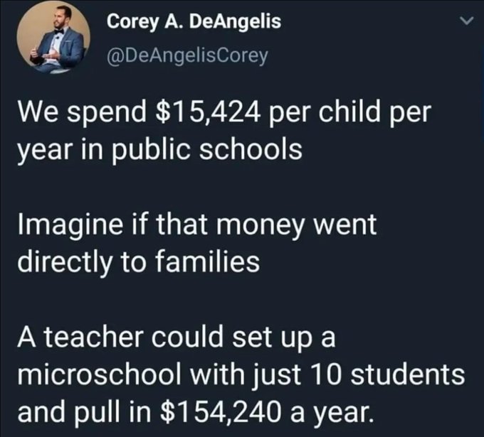 Not only would our kids be much better educated, but it would help our BIG TIME the parents who want to homeschool but are forced to work to make ends meet!
#homeschool #publicschool #conservative #MAGA #Trump #schoolchoice #parents