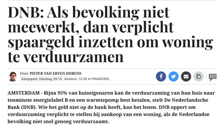 De @DNB_NL is helemaal van de pot gerukt. We hebben te maken met een gigaprobleem in NL. Overheidsinstellingen, zelfs de DNB, menen dat zij eigenaar zijn van Nederland. En zelfs eigenaar van de bezittingen van de bevolking. Hoe veel dieper moeten we nog zinken? #DNB
