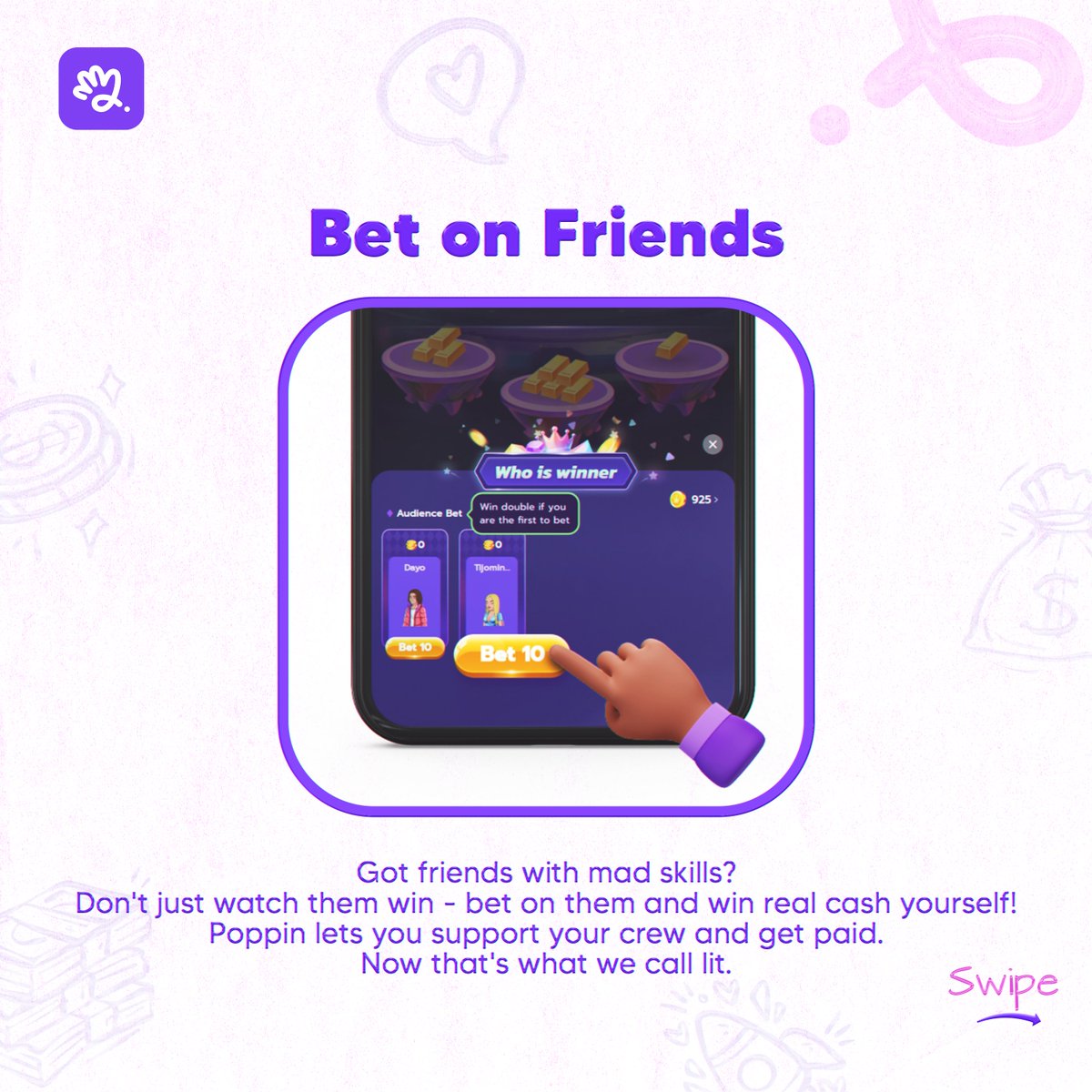 Poppinverse's tweet photo. Play fun games with your squad and get paid for it!🤑

Download the Poppin app today, to check out new updates and cashout while you are at it.

#GamingCommunity #Students #Schools https://t.co/6RATnoV68b