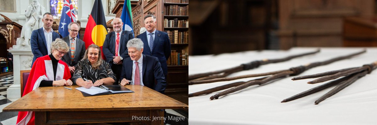 In a ceremony today @TrinCollCam four spears taken by James Cook & Joseph Banks in 1770 were permanently repatriated to the La Perouse Aboriginal Community. Listen @BBCr4today bbc.co.uk/sounds/play/m0… (at 2hrs 42min). @Cambridge_Uni @AIATSIS @AusHouseLondon @MAACambridge @nma