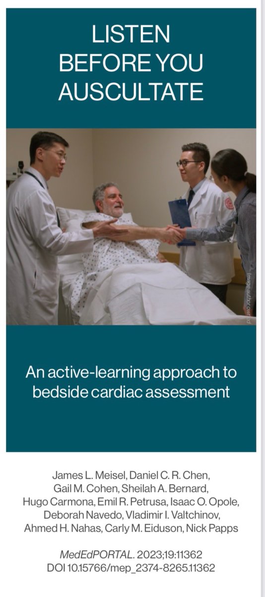 Congrats @CCMNP et al! Explore #POCUS Training Pathway Didactic Element1: does flexible Listen Before You Auscultate improve hx-taking, PEx, pt-centered communica, & reasoning sources of dxic error? See 3’ video tinyurl.com/BCAOpenBU #IMPhysician #AAIM @HarvardMacy @DebNavedo