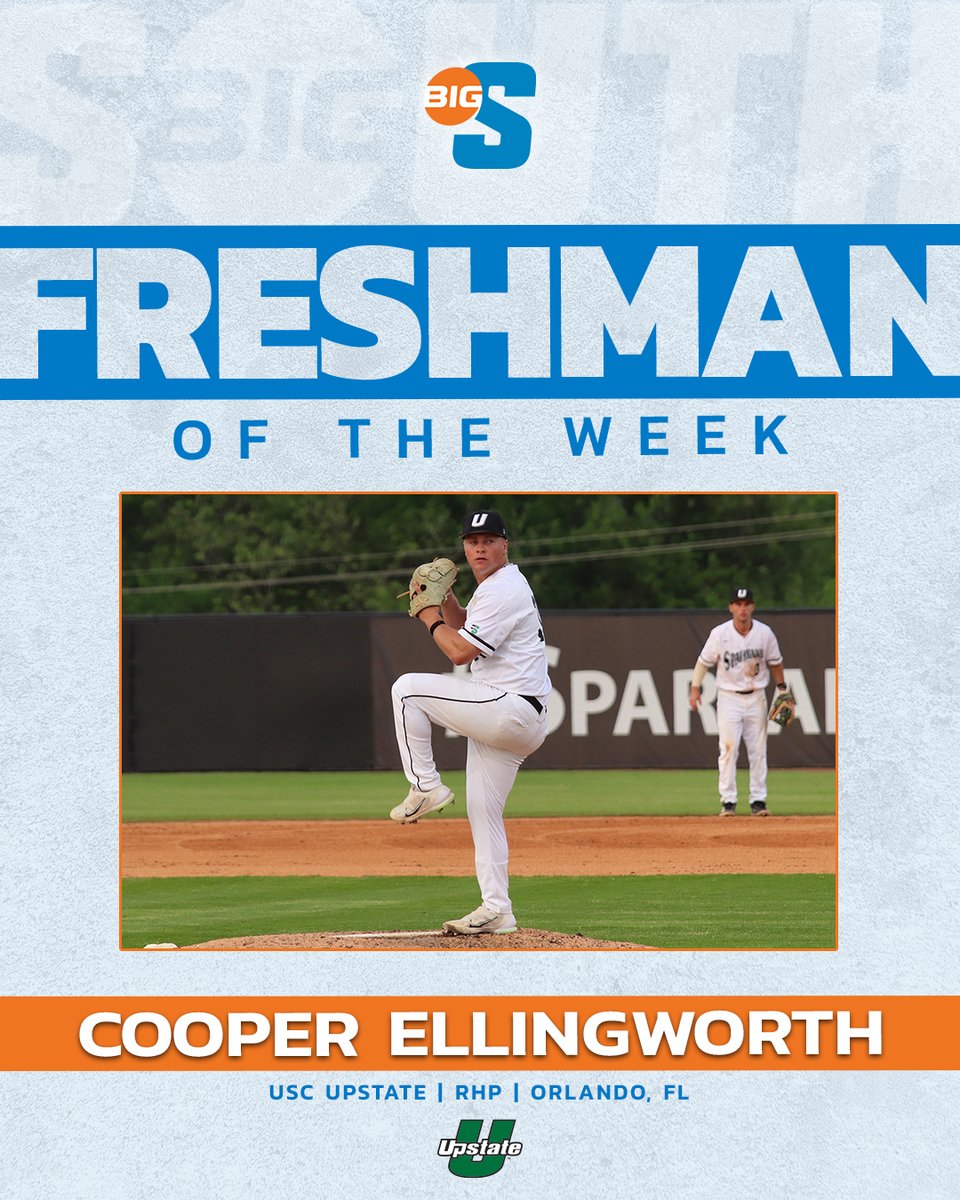 He recorded 2⃣ saves while surrendering no hits and no runs over 3.0 IP 🙌 @UpstateBSB's Cooper Ellingworth is the #BigSouthBase Freshman of the Week!