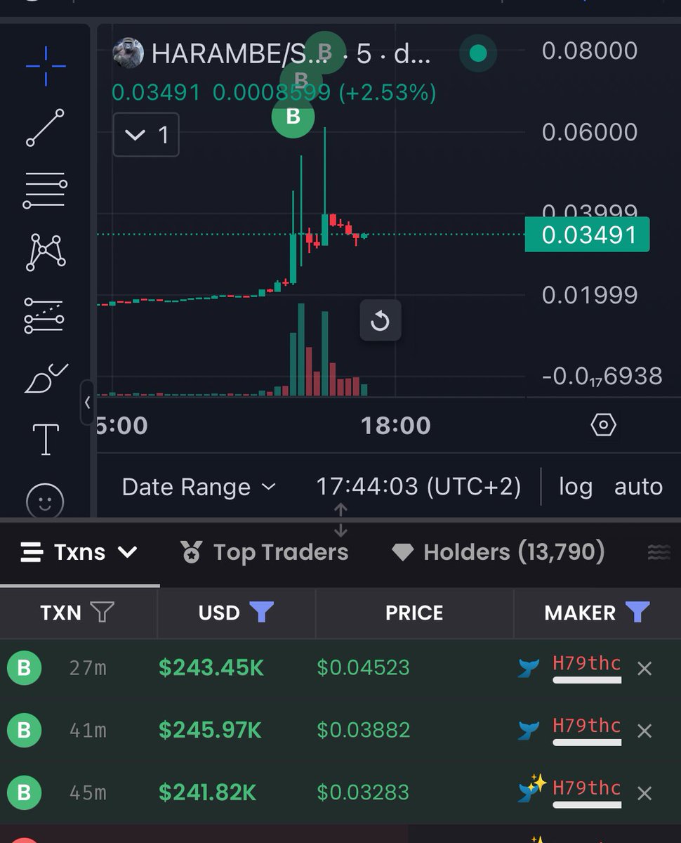 berly_off's tweet photo. Whales pushing #harambe , $ 750K worth accumulation from 1 wallet in 20 minutes. 
I was calling harambe at 8M mc a week ago. Already 4X .
Pretty sure it’s the next big meme @harambeonsolana https://t.co/0qw1ide5uu