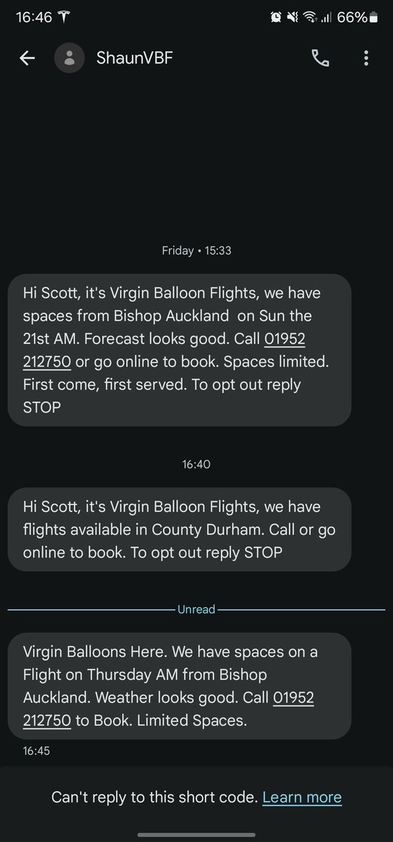 scottygar's tweet photo. @VirginBalloons can you stop spamming me please? You're messaging from a number I can't reply to and telling me to reply to opt out 🤷🏻‍♂️ https://t.co/rKJR1WIFX5