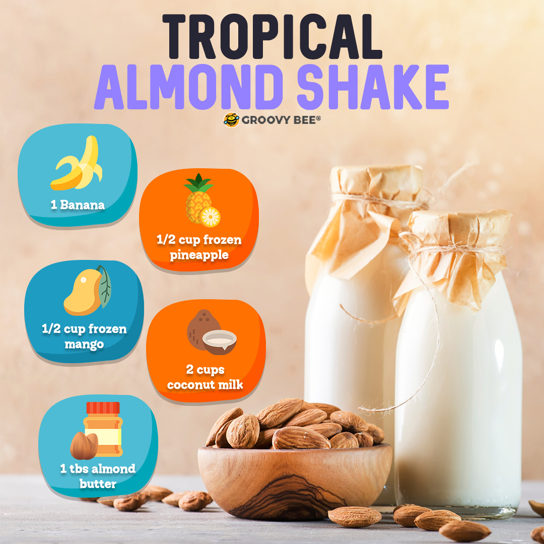 Tropical Almond Shake #superfood #healthbenefits #healthydrink #wellness #lifestyle #foodie #healthyliving #healthylifestyle #tropicaldrink