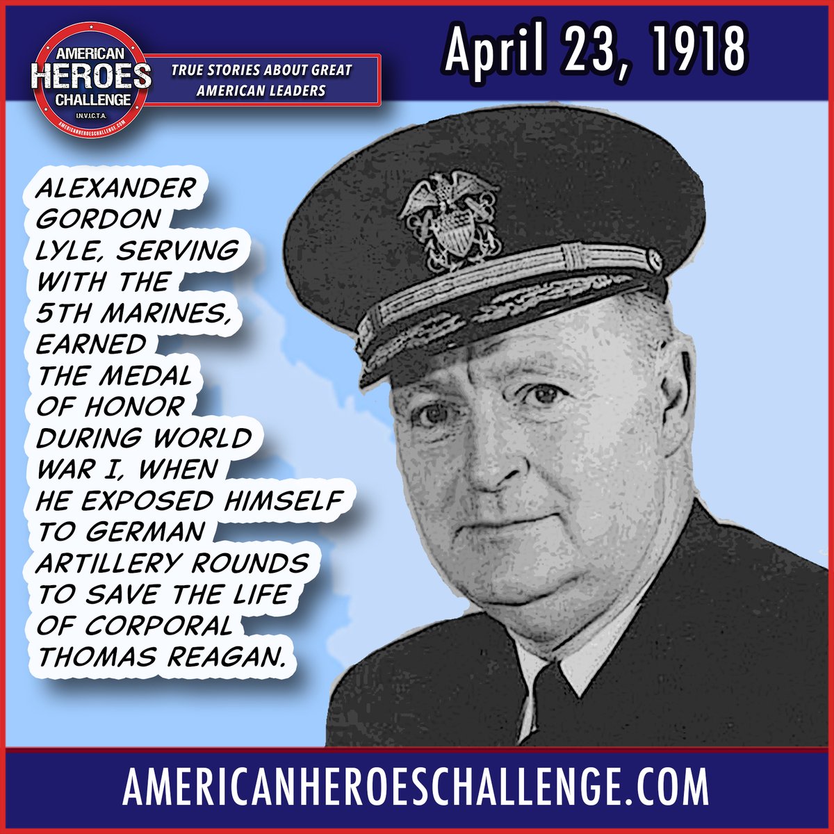 (1) Alexander Gordon Lyle, a medical officer with 5th Marines, earned the Medal of Honor during WWI, when he exposed himself to German artillery rounds to save the life of Corporal Thomas Reagan. Honor & remember this great American! #usmc #worldwarI #marinecorps #hero #leader