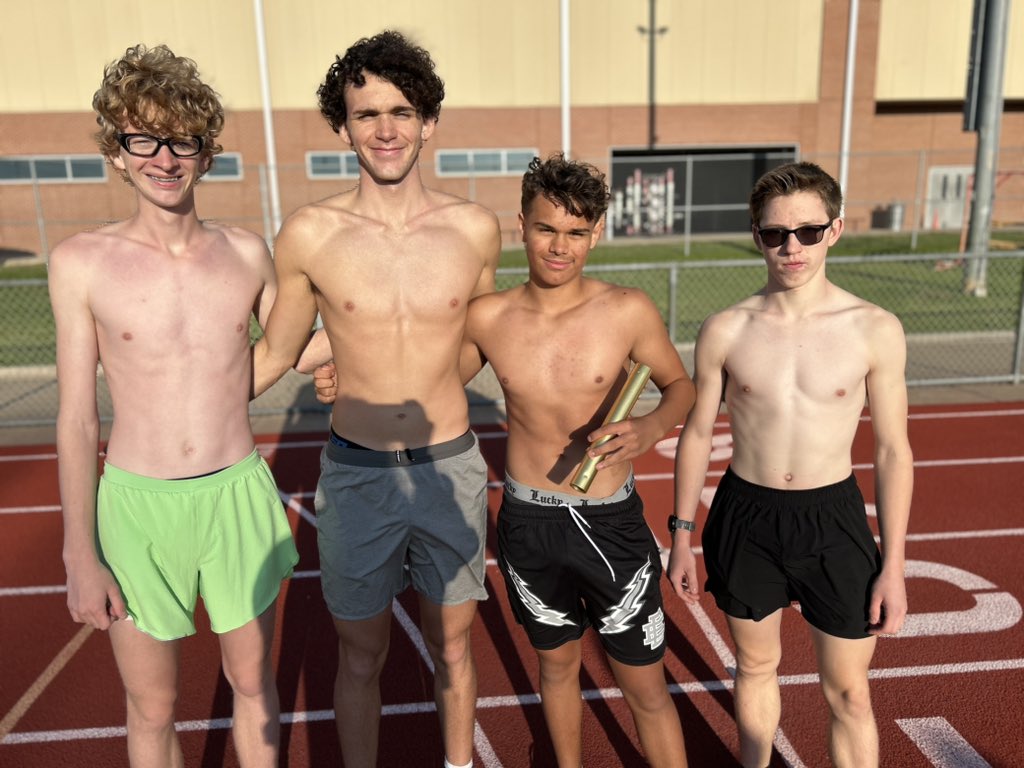 Congrats to Michael Steinkamp, Rob “Rocket” Robbins, Oliver Tylick, & Caleb Taylor for running a #6 all time CHHS 4x800 relay in our time trial this morning ⚡️⚡️⚡️