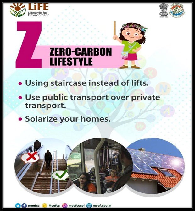 Little actions, huge impact! 💯 Adopt a Zero Carbon Lifestyle and reduce your carbon footprint! #MissionLiFE #ChooseLiFE @RailMinIndia