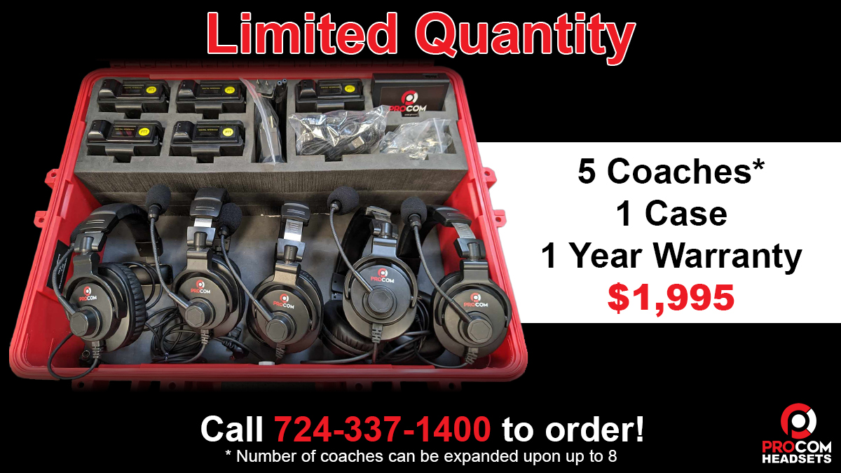 📢#ProComPROMO Happening Now! 5 Coaches, 1 case, 1 year warranty for an unbelievable price! 

Call 724-337-1400 now and order your system! This deal is only good while supplies last.

#FootballCoachingHeadsets #CoachingSolutions #CommunicateLikeAPro