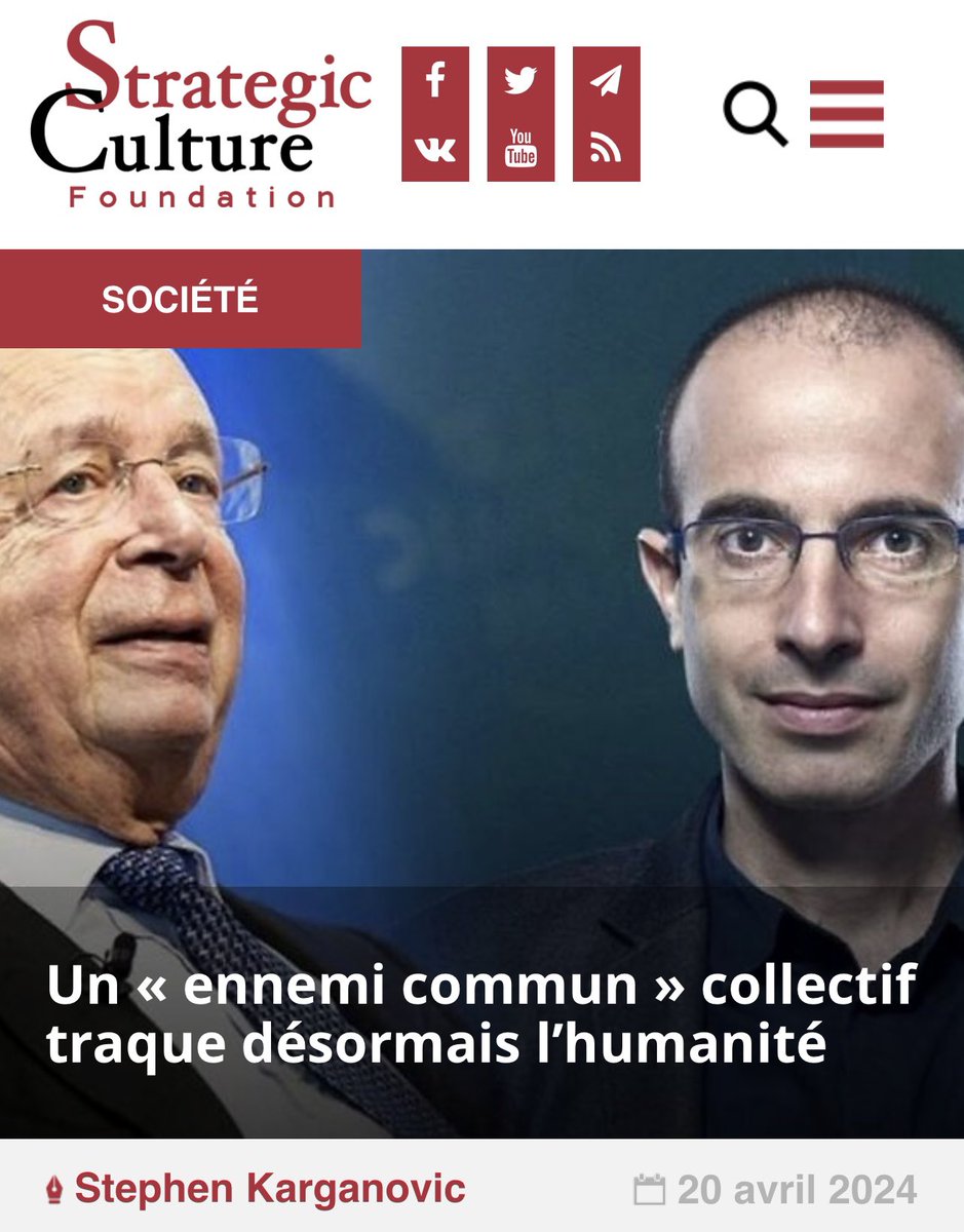 🔴 Des tueurs en série psychopathes, utilisant leurs vastes ressources financières, politiques et médiatiques, mettent inexorablement en œuvre un programme homicide de dépopulation mondiale.
Stephen Karganovic

📍 Yuval Hariri, porte-parole de Klaus Schwab, a récemment fait une…